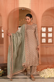 WOMEN'S MULTICOLOR MUSLIN - B MOR DARBAR KURTA SET