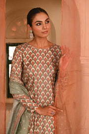 WOMEN'S MULTICOLOR MUSLIN - B MOR DARBAR KURTA SET