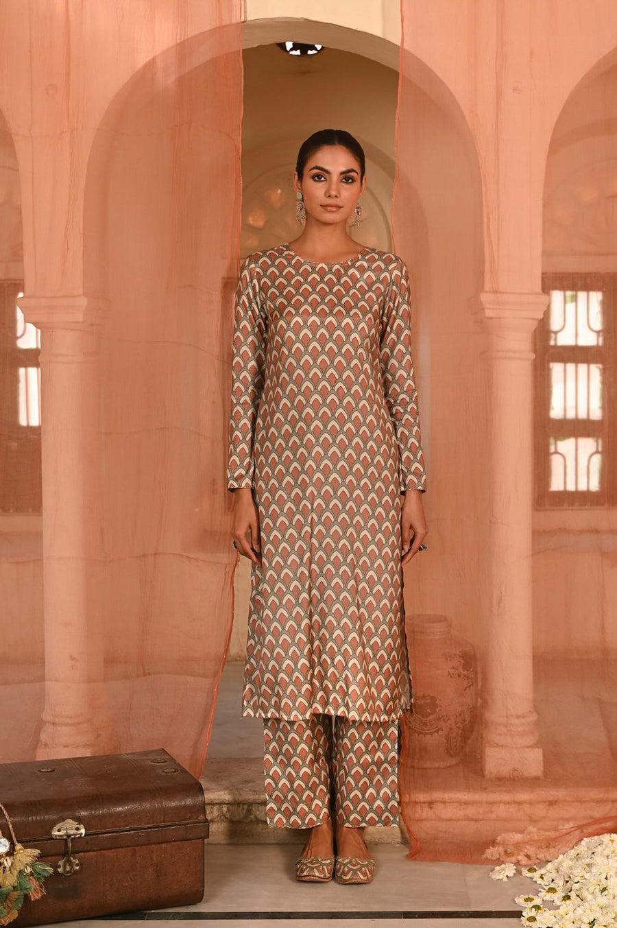 WOMEN'S MULTICOLOR MUSLIN - B MOR DARBAR KURTA SET
