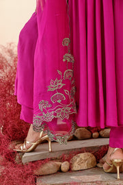 WOMEN'S MAGENTA CREPE & ORGANZA ZEENAT ANARKALI SET
