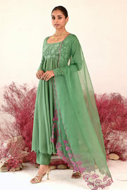 WOMEN'S GREEN CREPE & ORGANZA MANOHARI ANARKALI SET