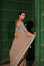 WOMEN'S MULTICOLOR CHIFFON SAREE SET