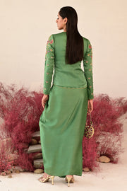 WOMEN'S GREEN SATIN ORGANZA ZARINA CO-ORD SET