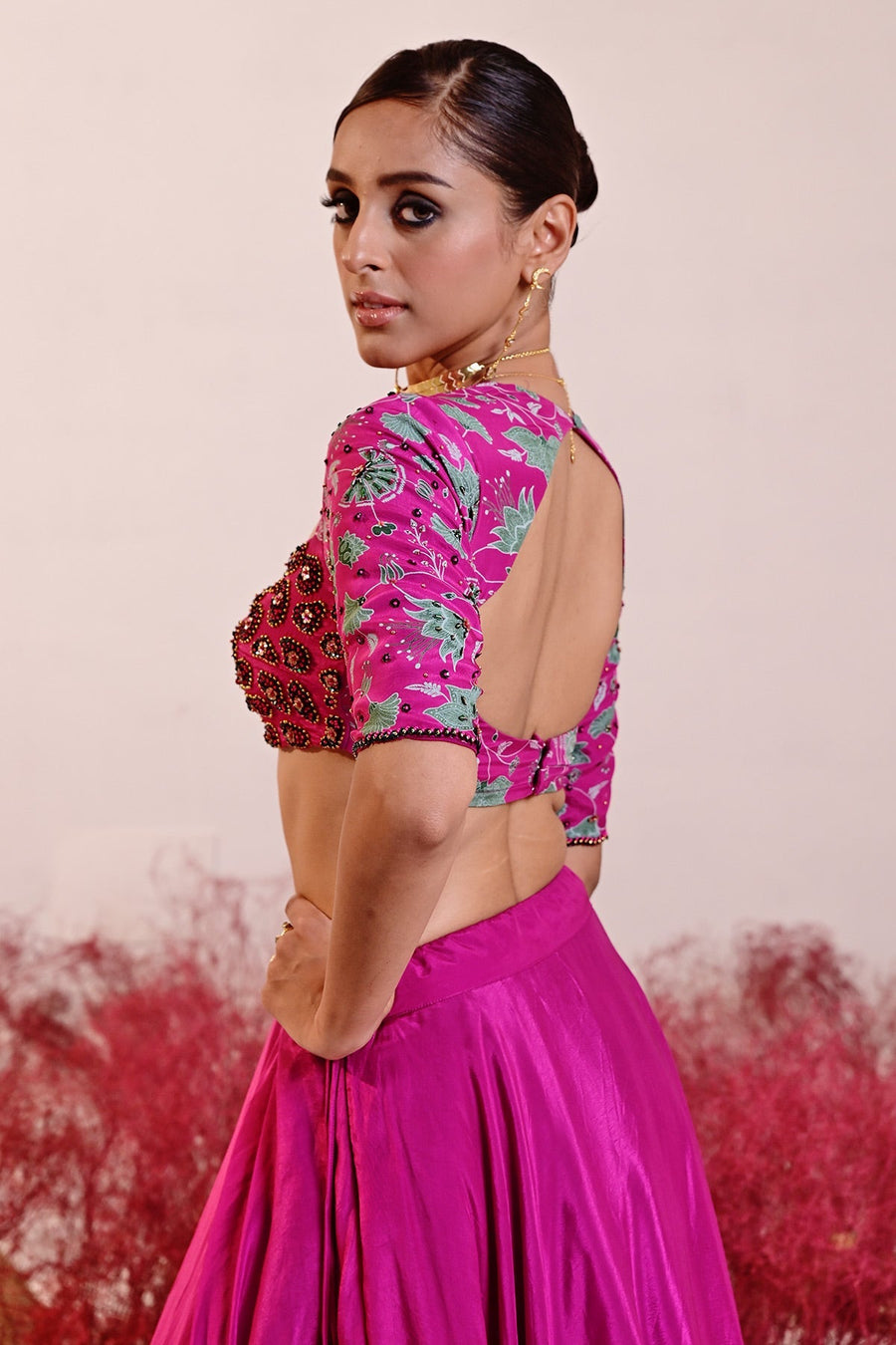 WOMEN'S MAGENTA CREPE SOHNI BLOUSE