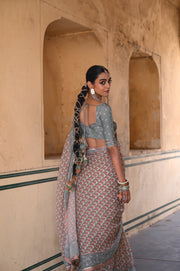 WOMEN'S MULTICOLOR CHIFFON SAREE SET