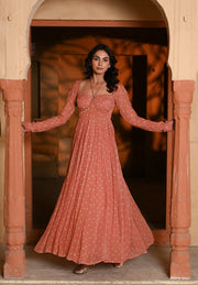 WOMEN'S ORANGE CHIFFON GAURANGI DRESS