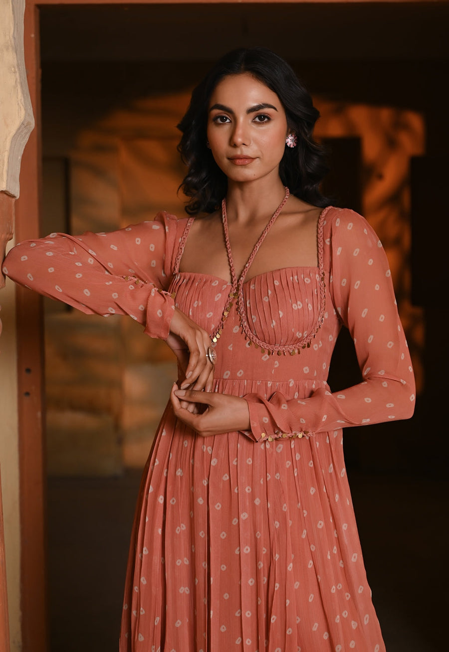 WOMEN'S ORANGE CHIFFON GAURANGI DRESS