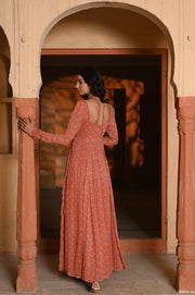 WOMEN'S ORANGE CHIFFON GAURANGI DRESS