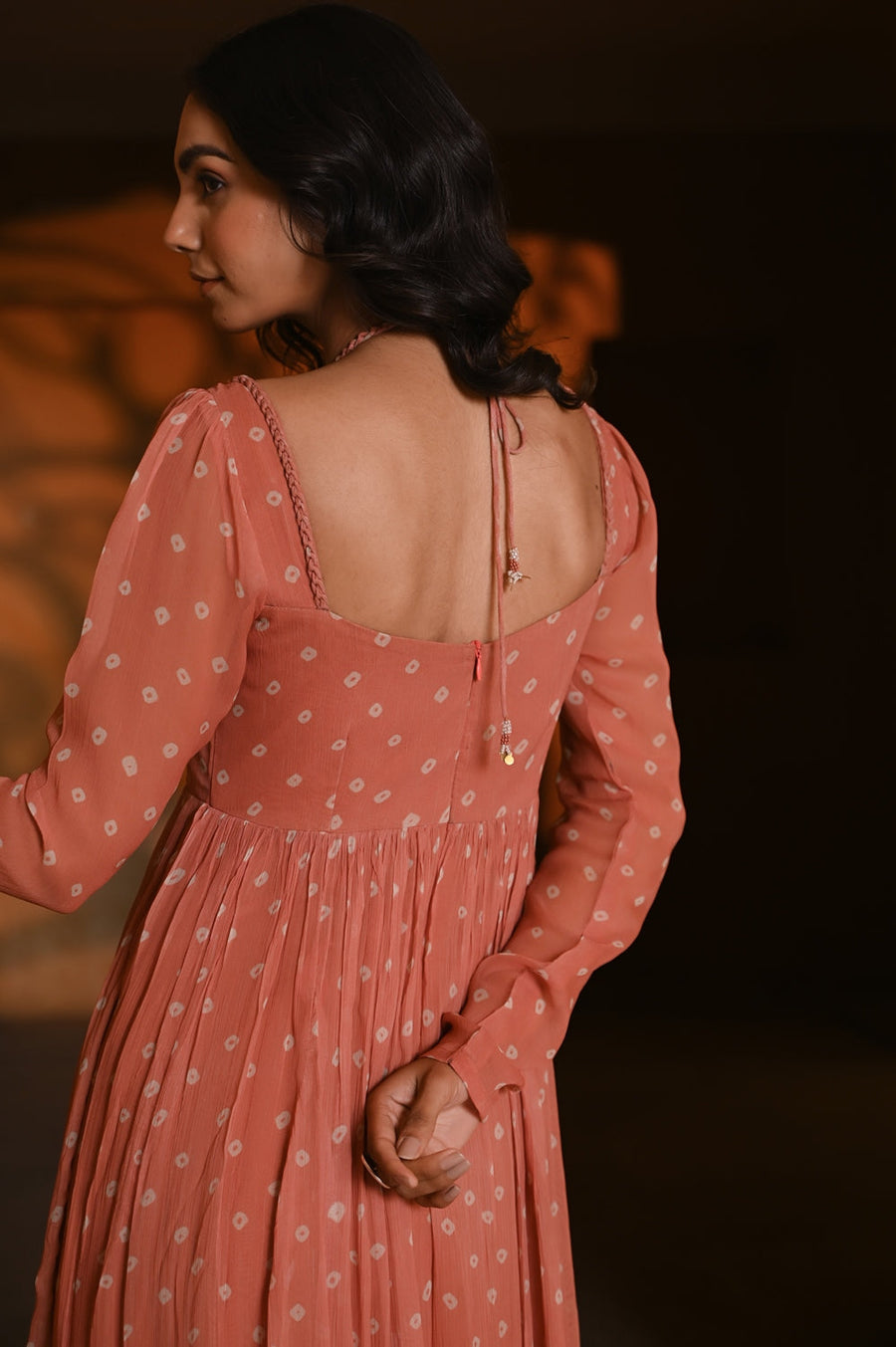 WOMEN'S ORANGE CHIFFON GAURANGI DRESS