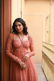 WOMEN'S ORANGE CHIFFON GAURANGI DRESS