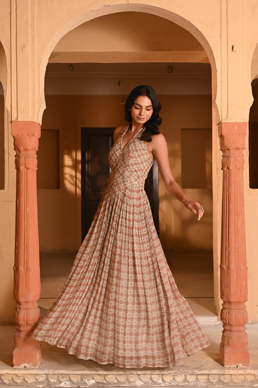 WOMEN'S MULTICOLOR CHIFFON GULBAHAR DRESS