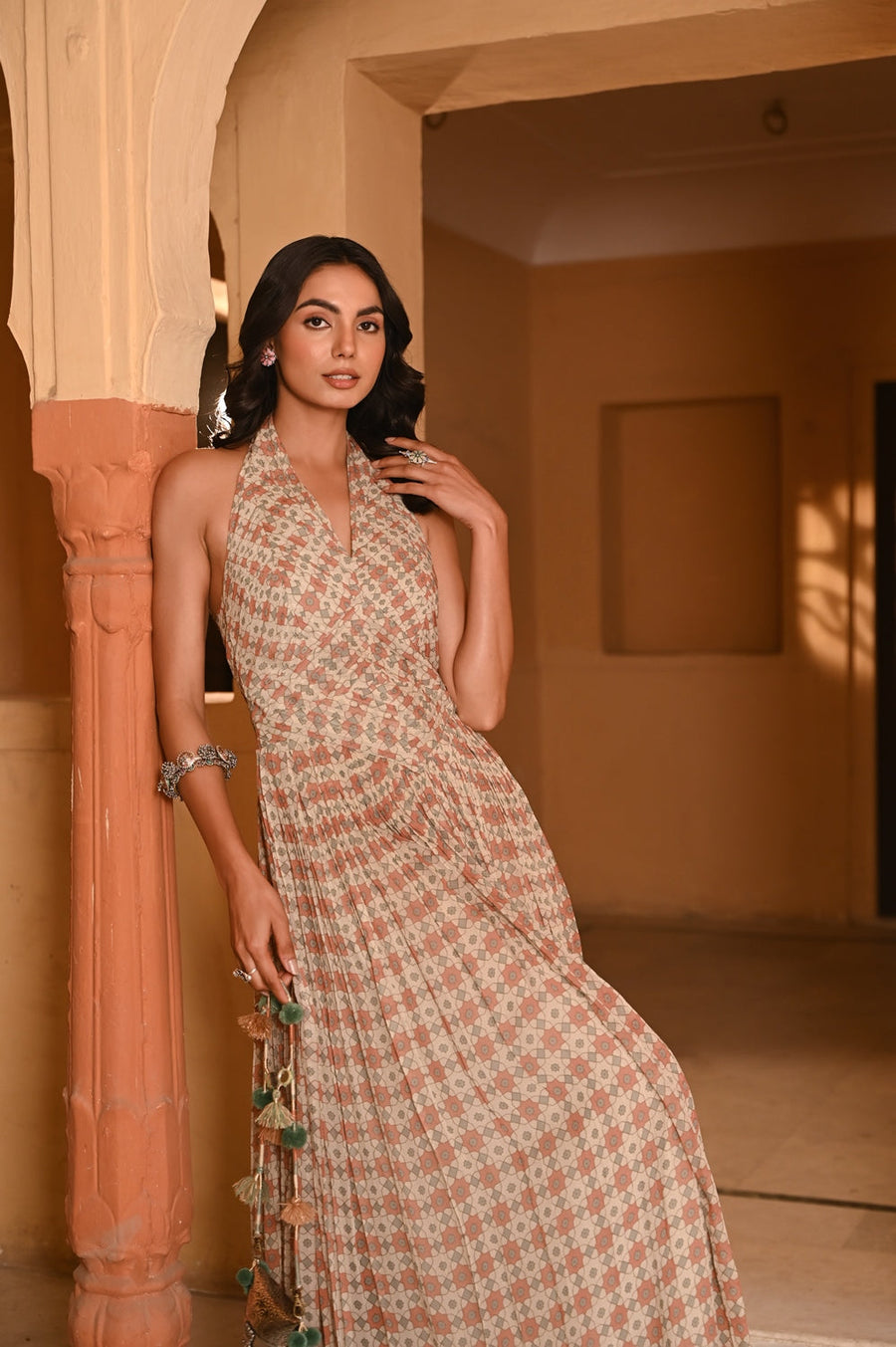 WOMEN'S MULTICOLOR CHIFFON GULBAHAR DRESS