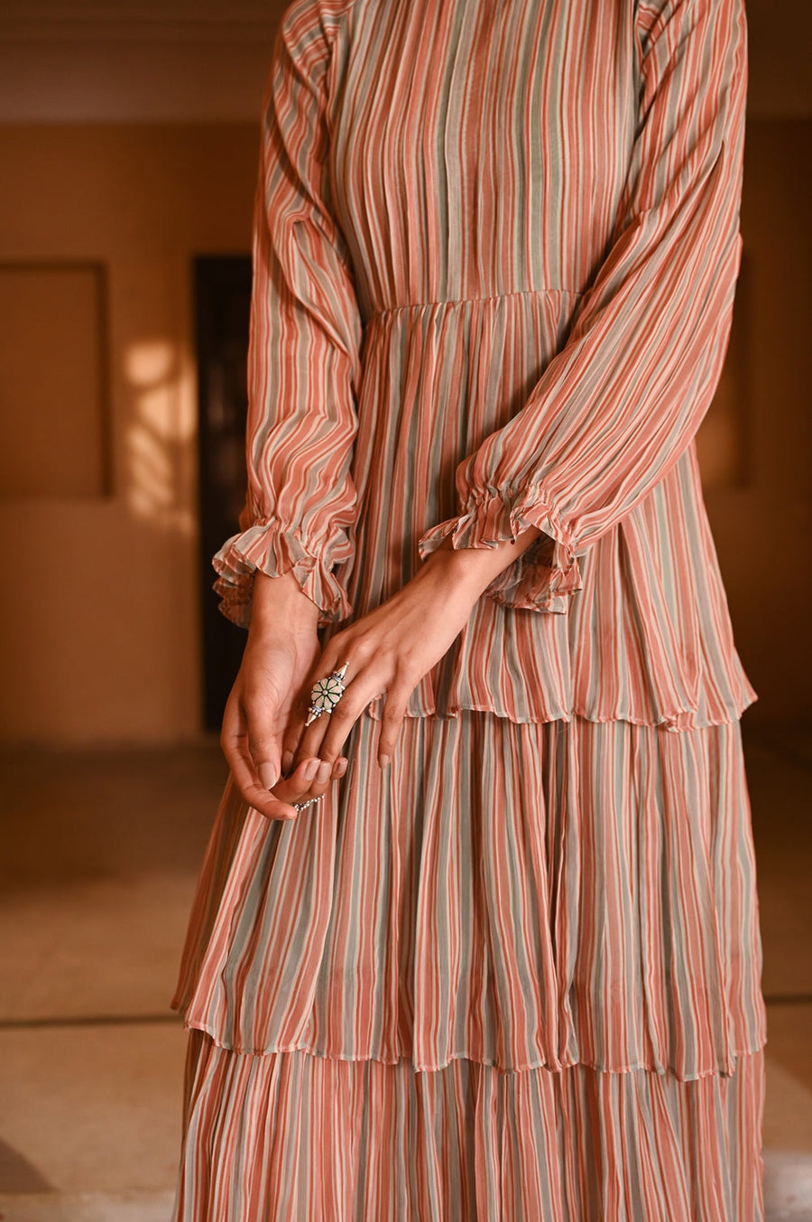 WOMEN'S MULTICOLOR CHIFFON GAURANI DRESS