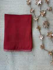 WOMEN'S DARK RED ORGANZA  GULABI SURKH SAREE SET