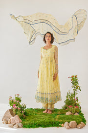 WOMEN'S YELLOW CHIFFON EDEN ANARKALI SET