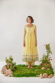 WOMEN'S YELLOW CHIFFON EDEN ANARKALI SET
