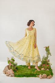 WOMEN'S YELLOW CHIFFON EDEN ANARKALI KURTA