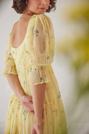 WOMEN'S YELLOW CHIFFON GLORIA ANARKALI DRESS