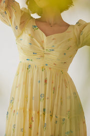 WOMEN'S YELLOW CHIFFON GLORIA ANARKALI DRESS