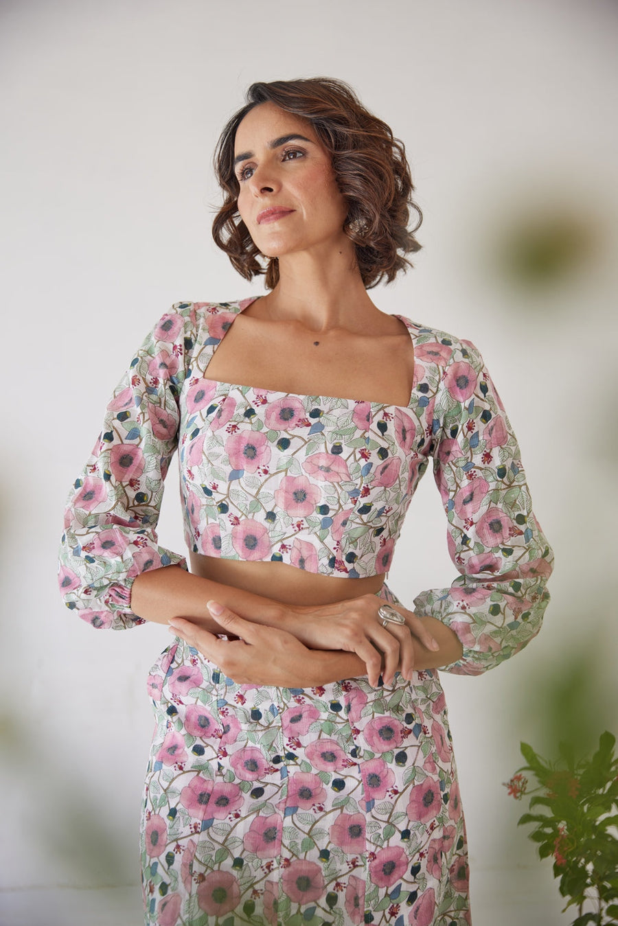 WOMEN'S PINK & WHITE CHECK COTTON JADE TOP