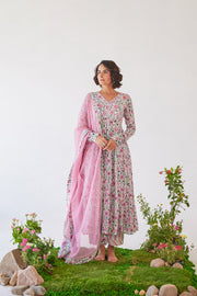 WOMEN'S PINK & WHITE COTTON FAY DUPATTA