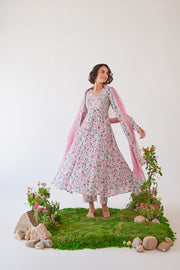 WOMEN'S PINK & WHITE COTTON FAY DUPATTA