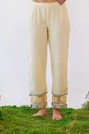 WOMEN'S YELLOW MODAL SATIN ANVA PANTS