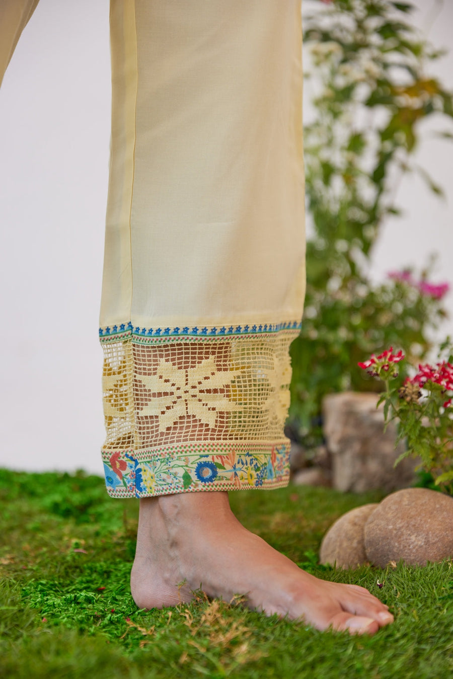 WOMEN'S YELLOW CHIFFON EDEN ANARKALI SET