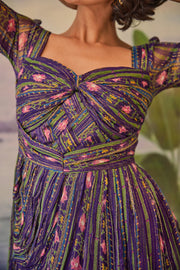 WOMEN'S PURPLE LUREX CHIFFON TARINI- WS DRESS