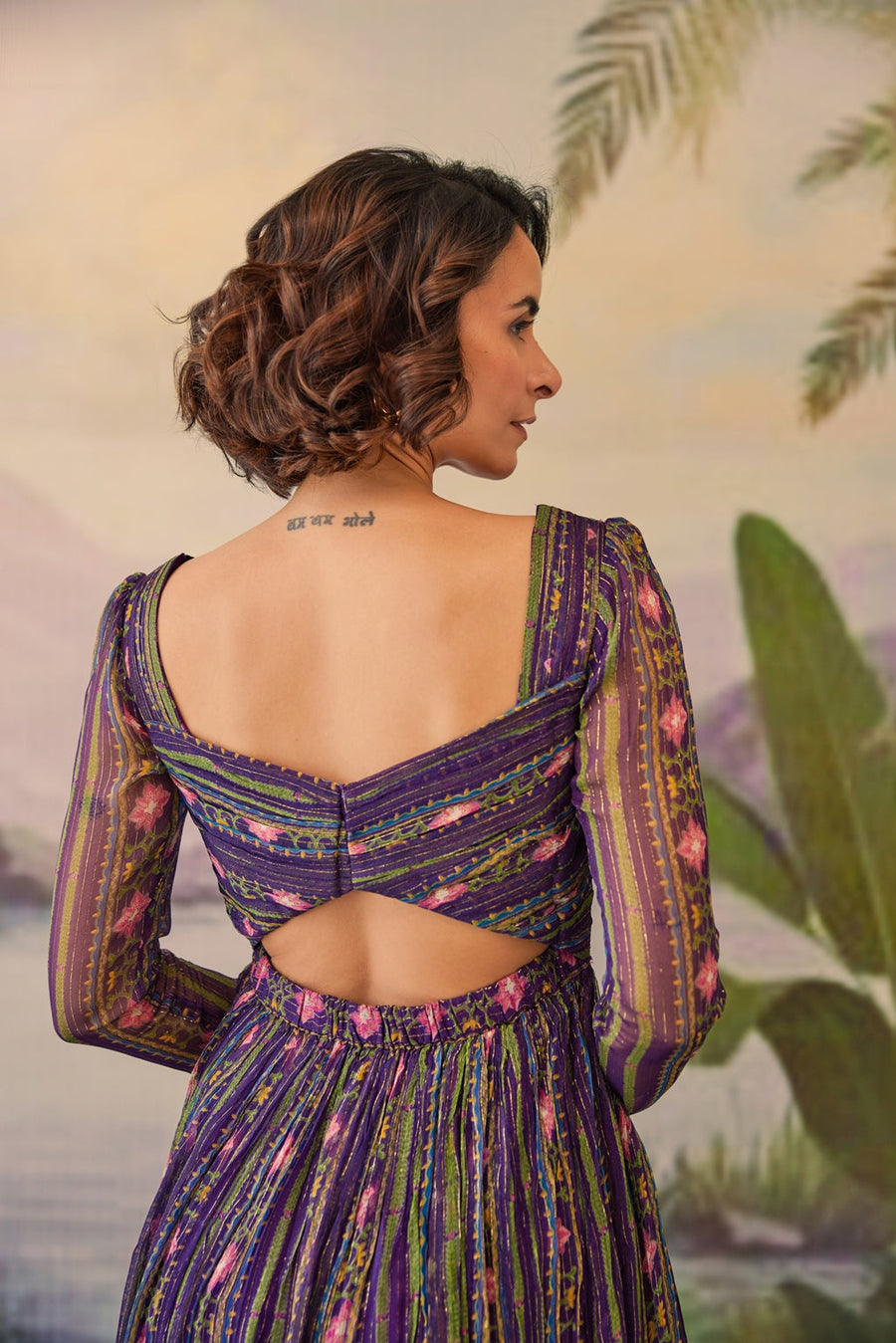 WOMEN'S PURPLE LUREX CHIFFON TARINI- WS DRESS