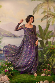 WOMEN'S PURPLE LUREX CHIFFON TARINI- WS DRESS