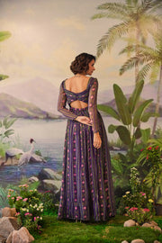 WOMEN'S PURPLE LUREX CHIFFON TARINI- WS DRESS