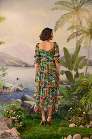 WOMEN'S GREEN LUREX CHIFFON AANYA DRESS