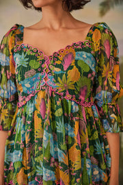 WOMEN'S GREEN LUREX CHIFFON AANYA DRESS