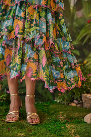 WOMEN'S GREEN LUREX CHIFFON AANYA DRESS