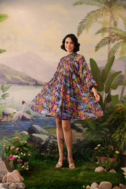 WOMEN'S PURPLE LUREX CHIFFON NIRAL DRESS