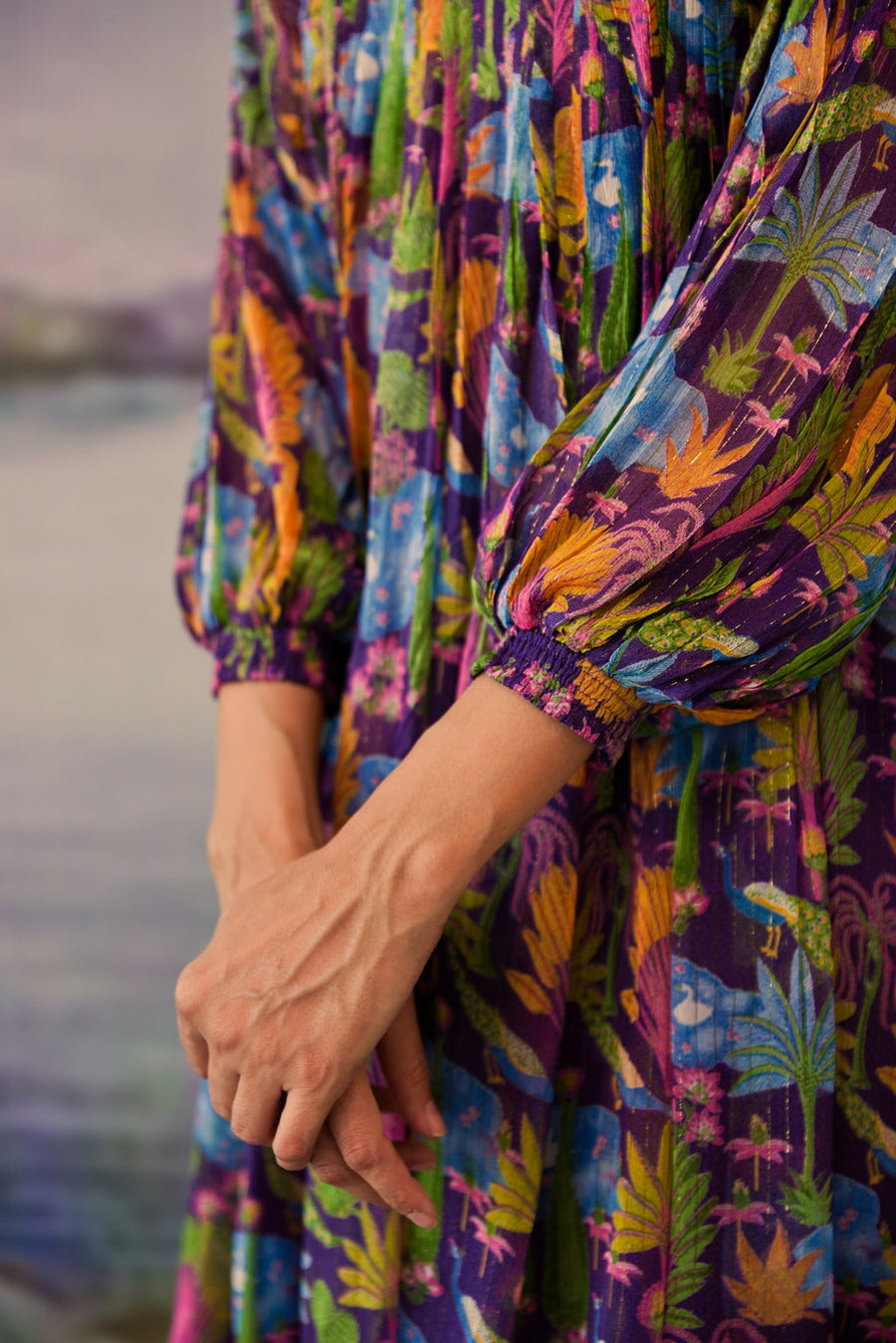 WOMEN'S PURPLE LUREX CHIFFON NIRAL DRESS