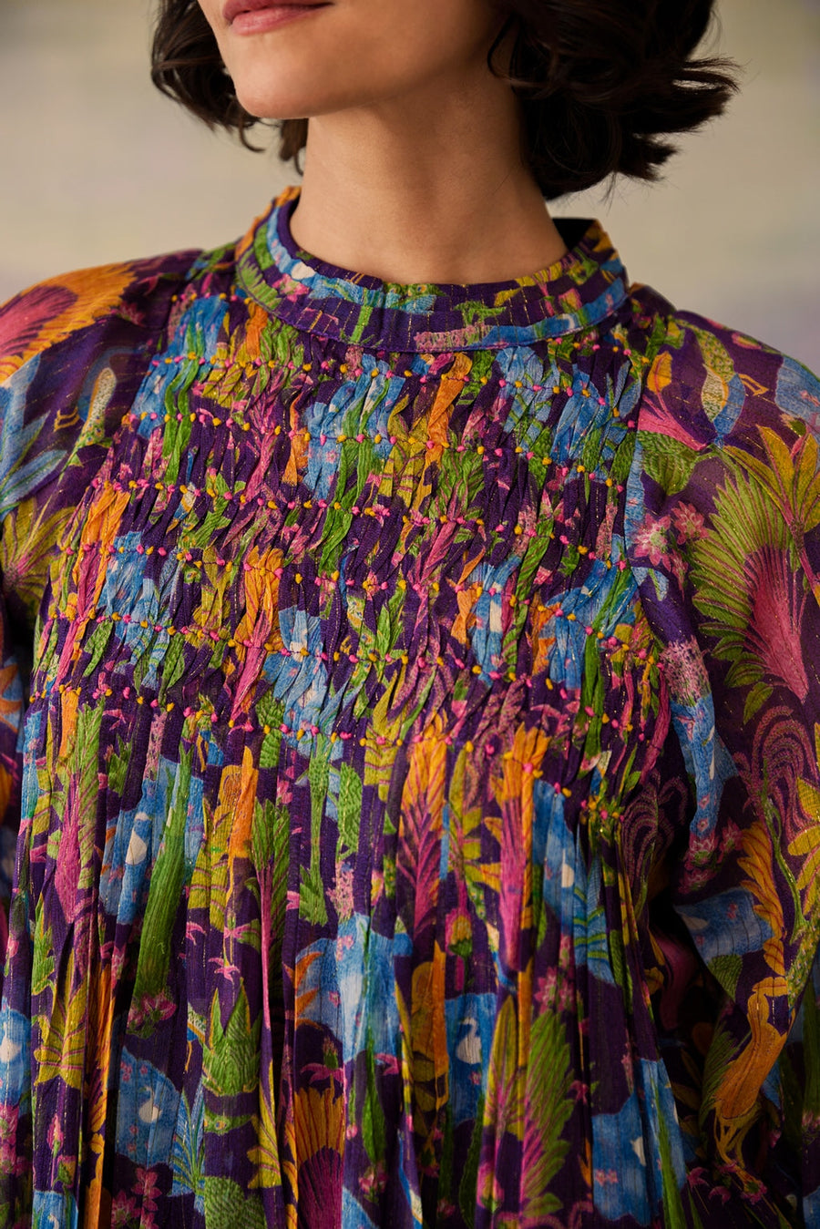 WOMEN'S PURPLE LUREX CHIFFON NIRAL DRESS