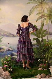 WOMEN'S PURPLE LUREX CHIFFON VAANYA DRESS