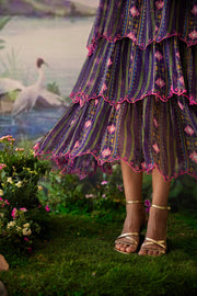 WOMEN'S PURPLE LUREX CHIFFON VAANYA DRESS