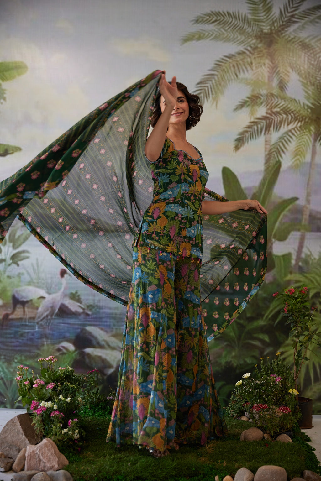 WOMEN'S GREEN CHIFFON GAURI DUPATTA