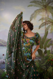 WOMEN'S GREEN LUREX CHIFFON KAURAVI TOP