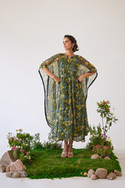 WOMEN'S BLACK CHIFFON EVA KAFTAN