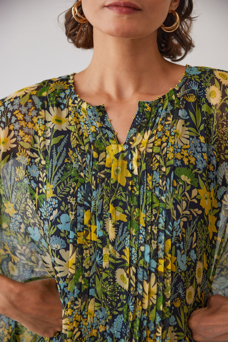 WOMEN'S BLACK CHIFFON EVA KAFTAN