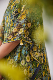 WOMEN'S BLACK CHIFFON EVA KAFTAN