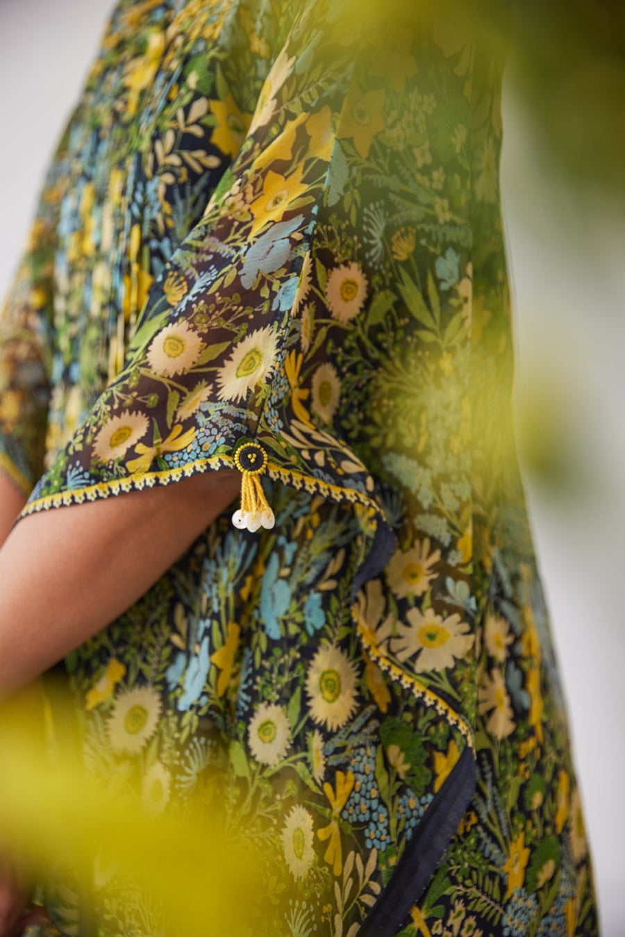 WOMEN'S BLACK CHIFFON EVA KAFTAN