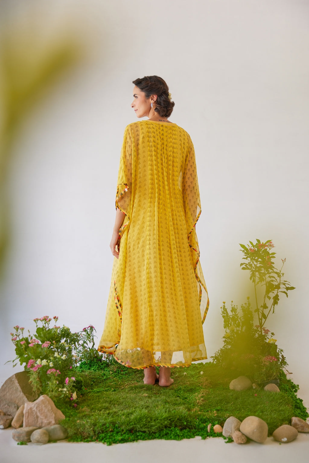 WOMEN'S YELLOW CHIFFON LARA KAFTAN