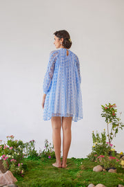 WOMEN'S BLUE & WHITE CHIFFON IKA DRESS