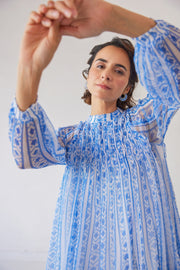 WOMEN'S BLUE & WHITE CHIFFON IKA DRESS