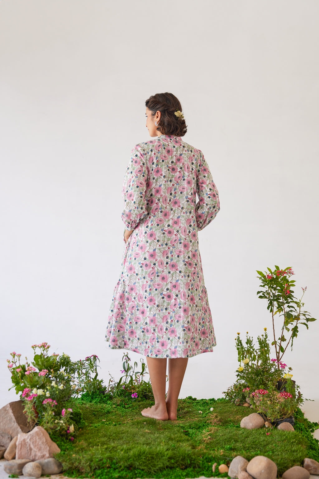 WOMEN'S PINK & WHITE COTTON BLOSSOM BREEZE DRESS